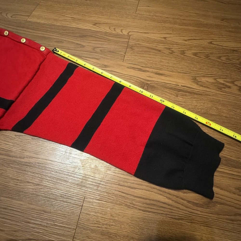 NWT Lauren Ralph Lauren Red/Black Stripe Sweater Size:3X Gold Buttons Crew Neck - Picture 11 of 12